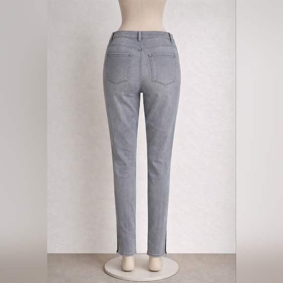 White House Black Market Gray Skinny Crop Jeans with Ankle Zips – Size 14 - Picture 3 of 6